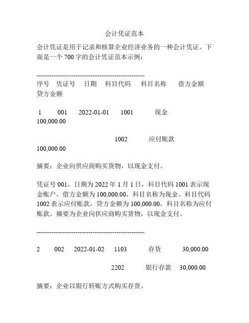 会计凭证范本