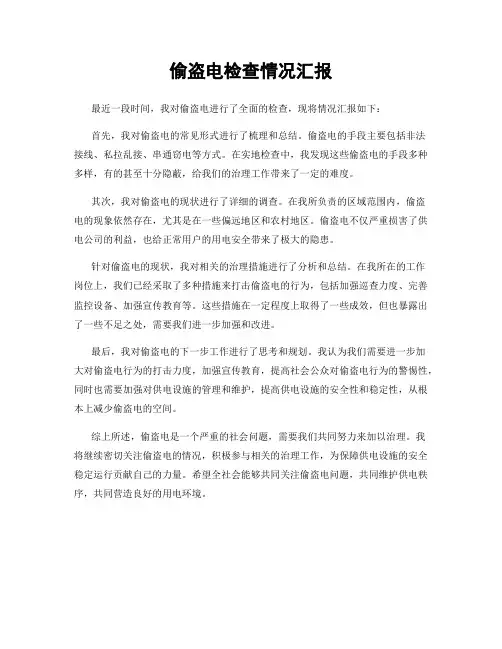 偷盗电检查情况汇报