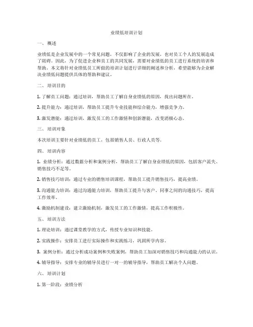 业绩低培训计划