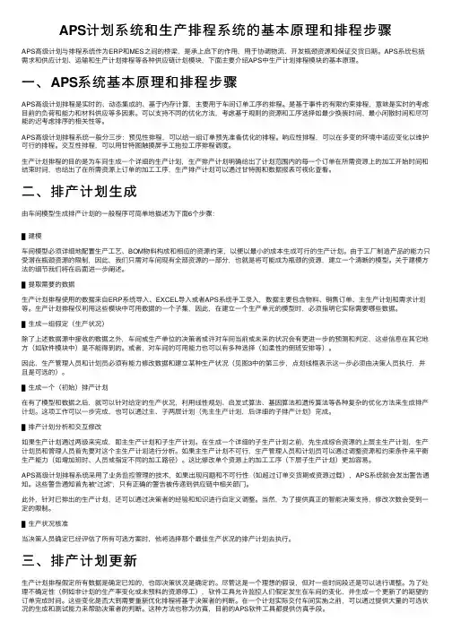 APS计划系统和生产排程系统的基本原理和排程步骤