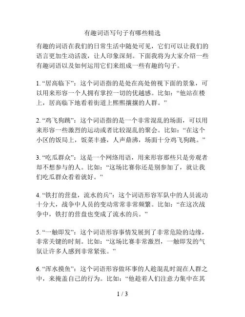 有趣词语写句子有哪些精选