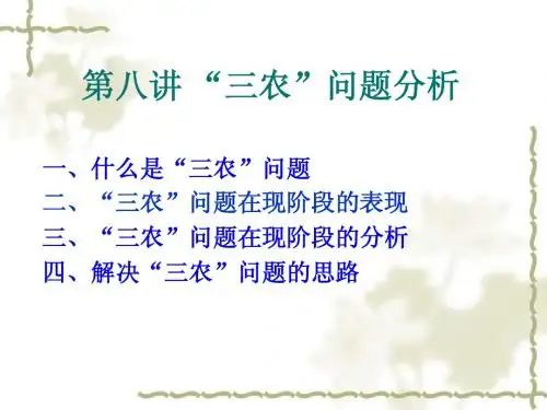 第八讲 “三农”问题分析