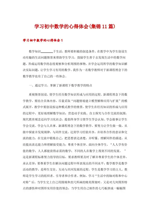 学习初中数学的心得体会(集锦11篇)