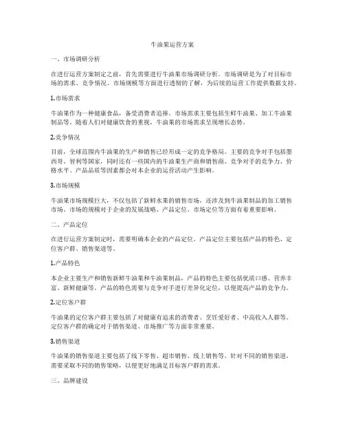 牛油果运营方案