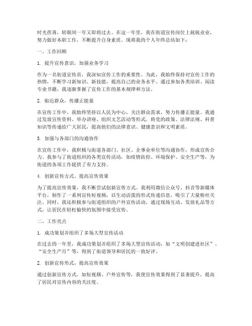 街道宣传员个人年终总结
