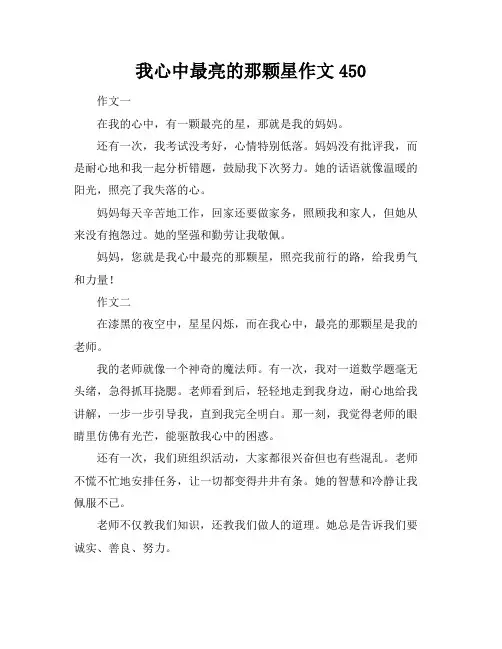 我心中最亮的那颗星作文450