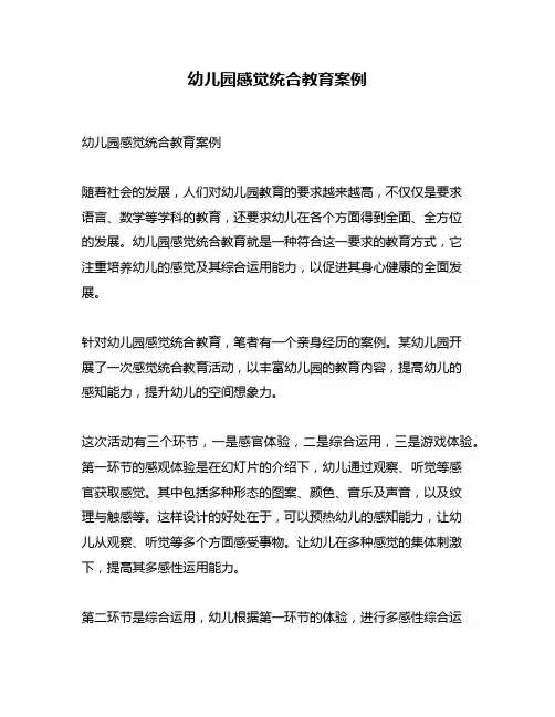 幼儿园感觉统合教育案例