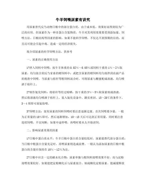 牛羊饲喂尿素有讲究