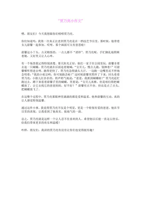 贾乃亮小作文