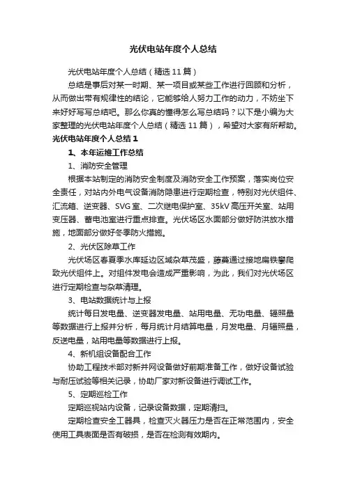 光伏电站年度个人总结（精选11篇）