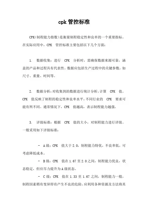 cpk管控标准