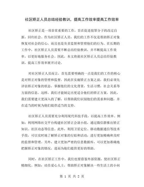 社区矫正人员总结经验教训,提高工作效率