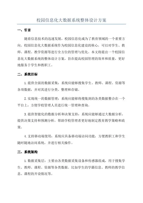 校园信息化大数据系统整体设计方案
