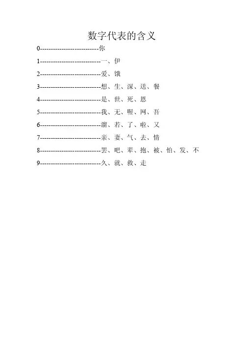 数字代表的含义（数字密码）