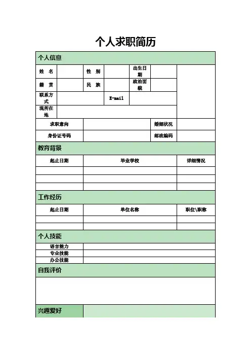 『实用』简单-个人简历表格