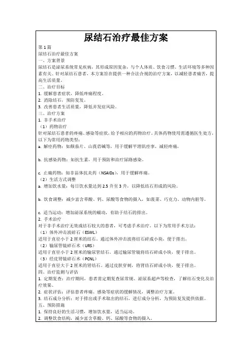 尿结石治疗最佳方案