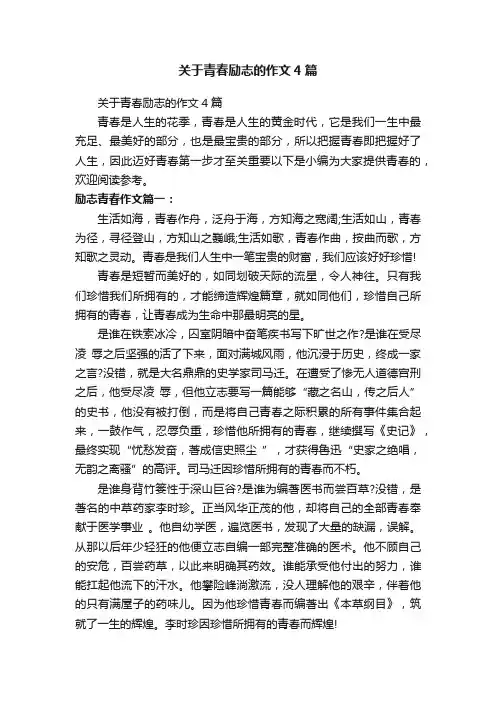 关于青春励志的作文4篇