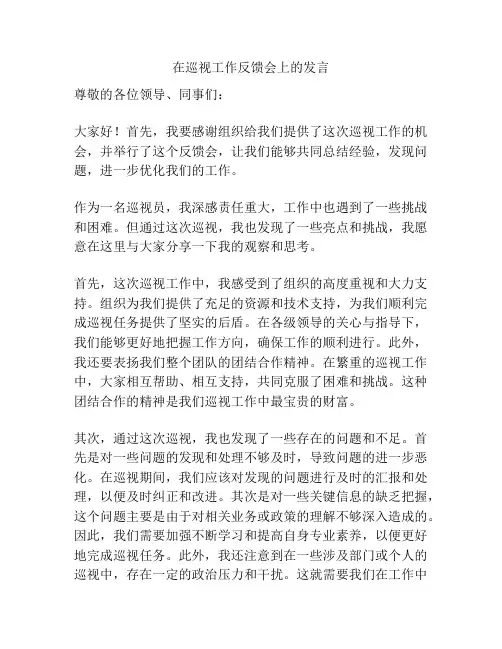 在巡视工作反馈会上的发言