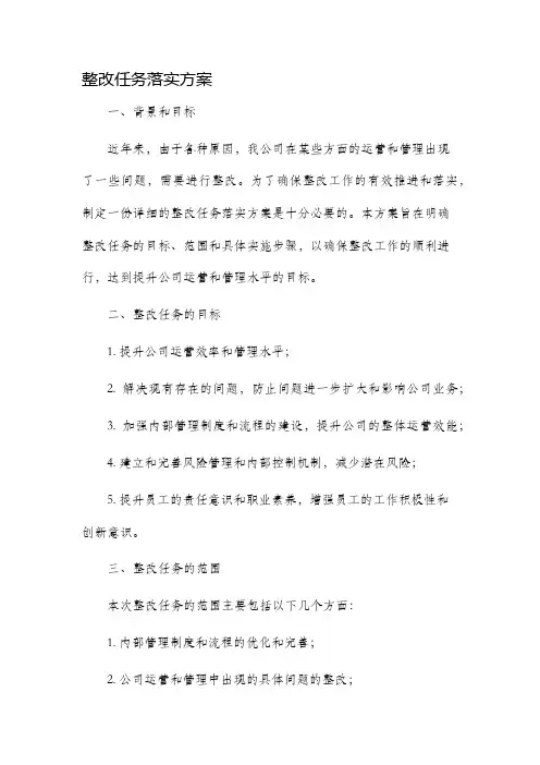 整改任务落实方案