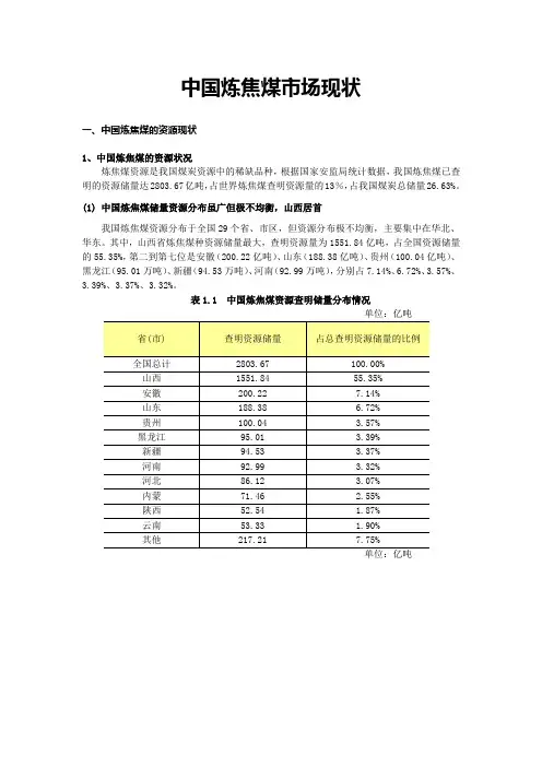 中国炼焦煤市场现状