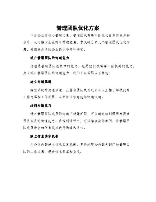 管理团队优化方案