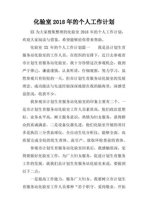 化验室2018年的个人工作计划