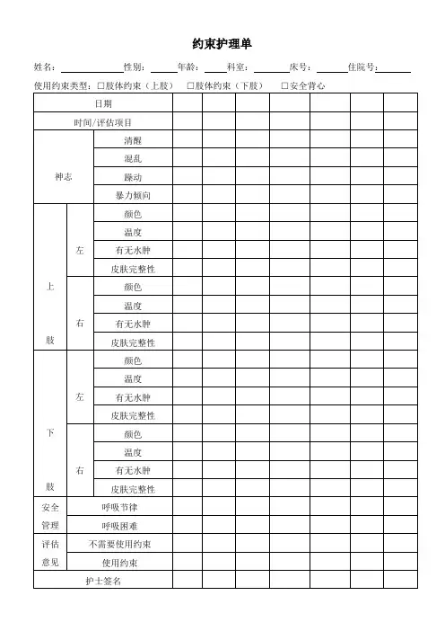 保护性约束用具体使用知情同意书