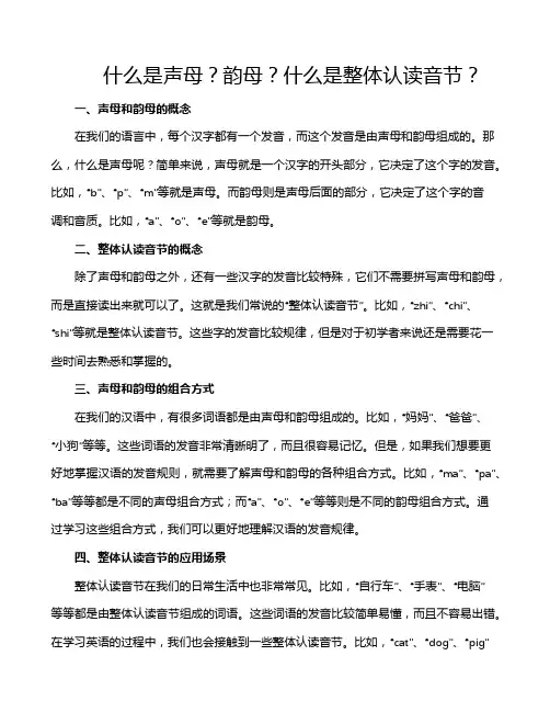 什么是声母？韵母？什么是整体认读音节？