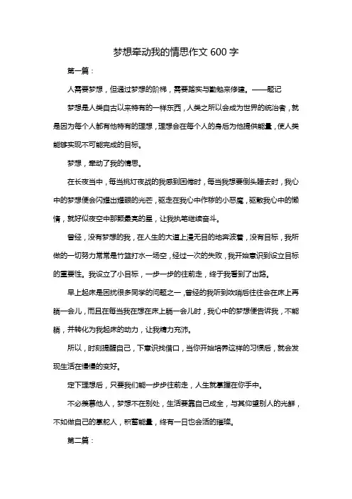 梦想牵动我的情思作文600字
