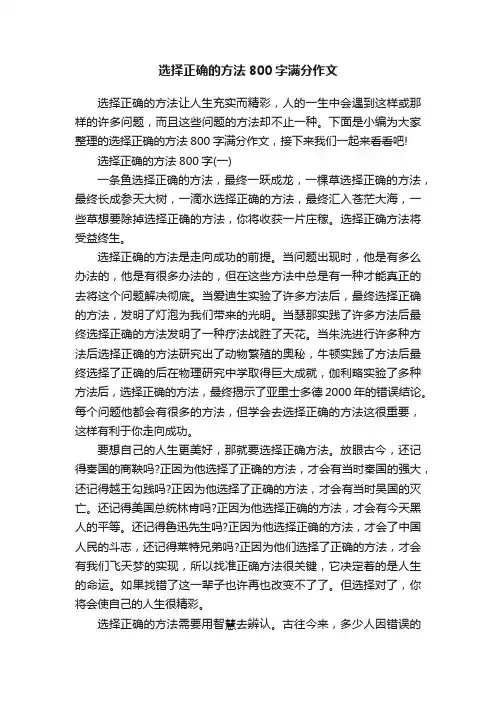 选择正确的方法800字满分作文