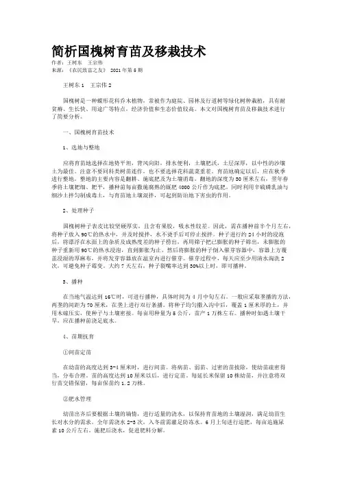 简析国槐树育苗及移栽技术