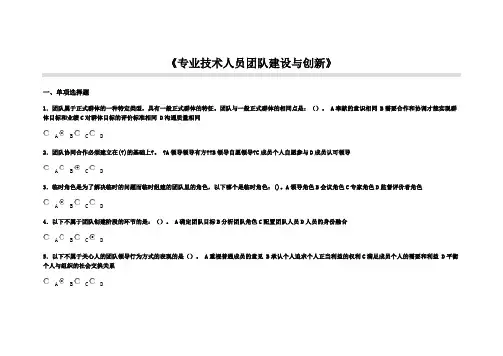 专业技术人员团队建设与创新