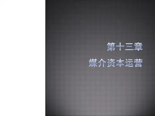 第十三章 媒介资本运营