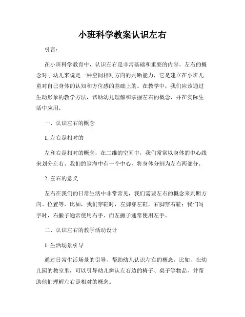 小班科学教案认识左右