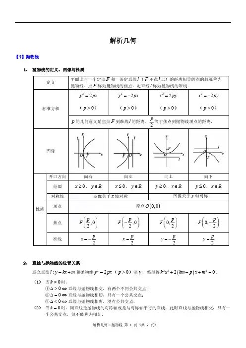 解析几何《抛物线》