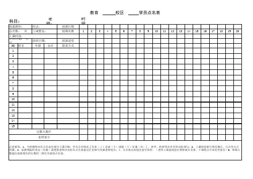 培训机构常用辅导班签到表模板