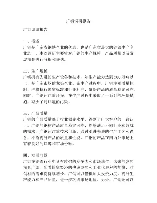 广钢调研报告