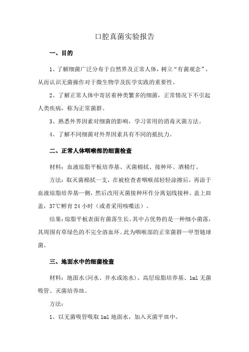 口腔真菌实验报告