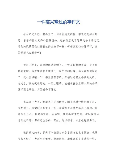 一件高兴难过的事作文