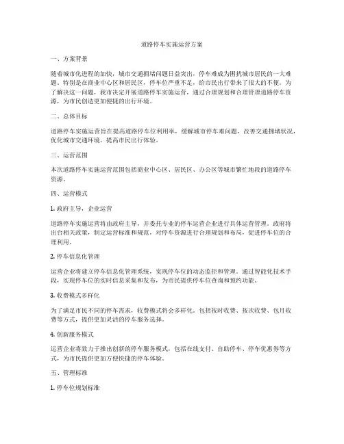 道路停车实施运营方案