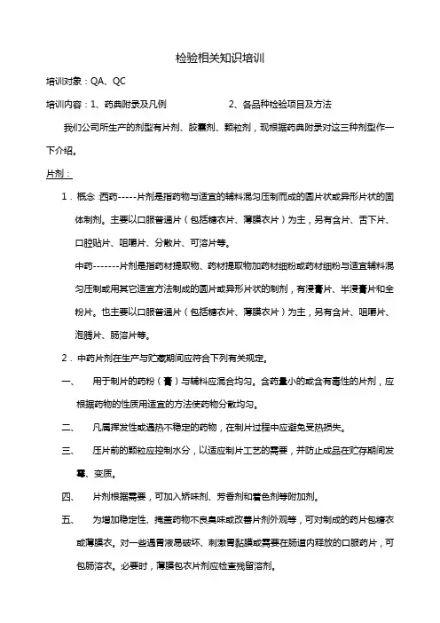 检验相关知识培训