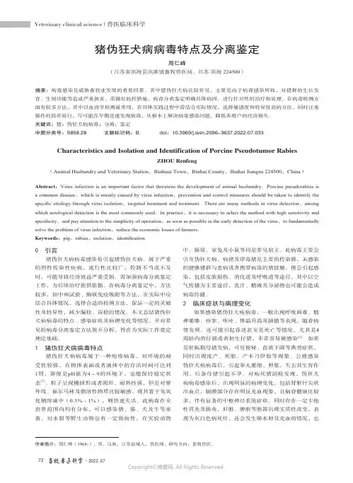 猪伪狂犬病病毒特点及分离鉴定