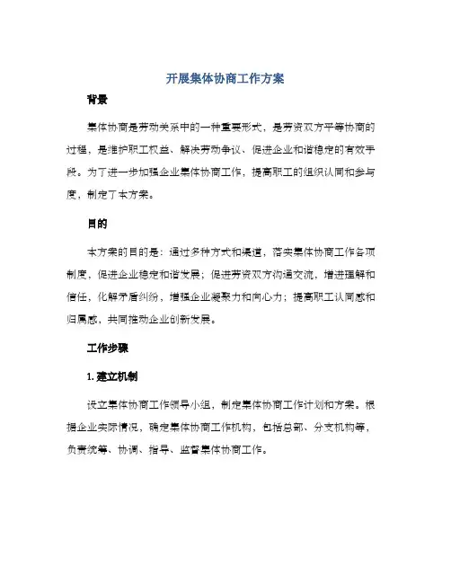 开展集体协商工作方案