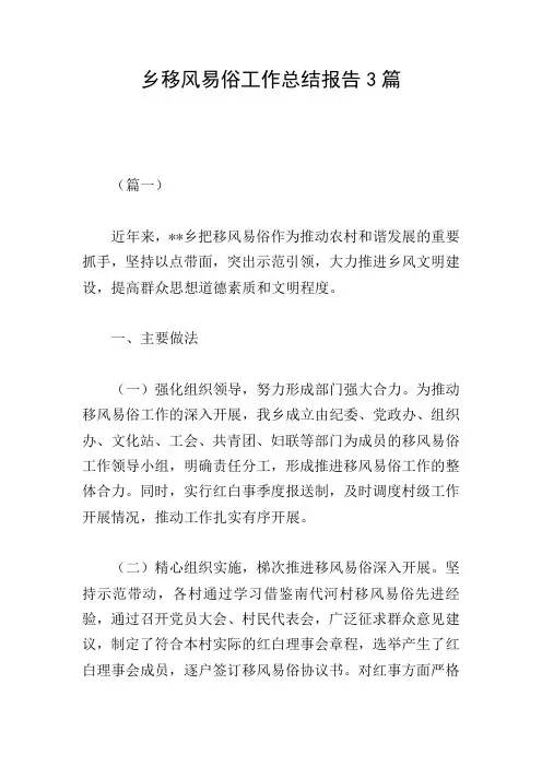 乡移风易俗工作总结报告3篇