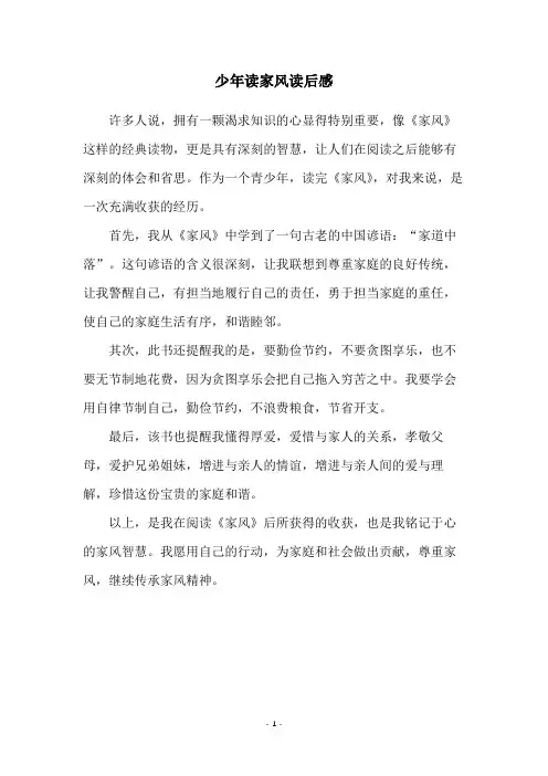 少年读家风读后感