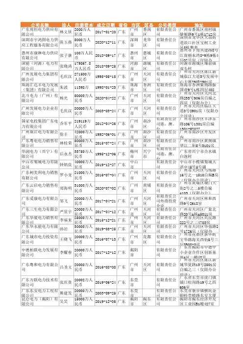2021年广东省电力供应企业名录4789家