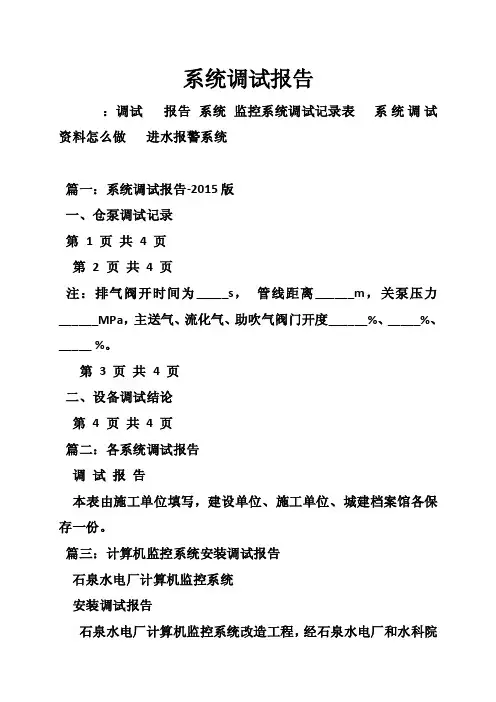 系统调试报告