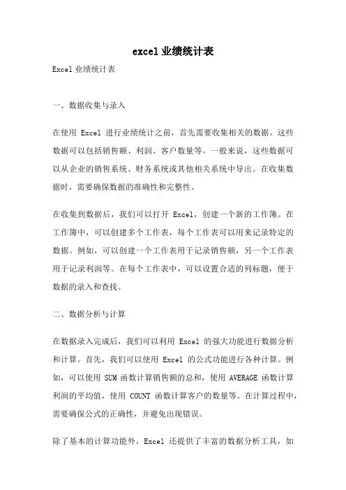 excel业绩统计表