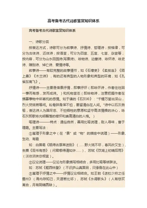 高考备考古代诗歌鉴赏知识体系