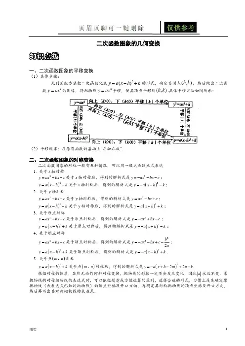 二次函数图象的几何变换(图文运用)